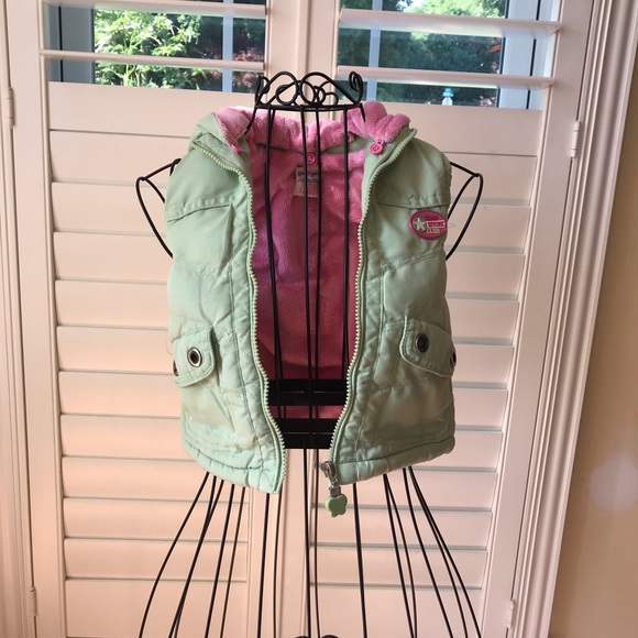 aesthetic girl 2 girl team divine club matcha & baby pink vest coat - Picture 10 of 10